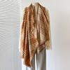 Warmer gestreifter Schal für Damen aus Kunstkaschmir - Einfacher dicker Jacquard-Schal für Herbst & Winter