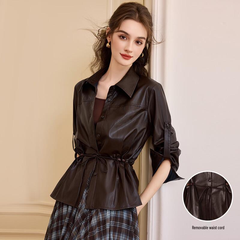 Женский кардиган-жакет Bailuyu в стиле Old Money из искусственной кожи M