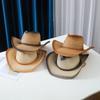 Western Cowboy Straw Hat Retro Ethnic Style European and American Jazz Hat Outdoor Travel Grassland Leisure Hat Curved Brim Hat Tide