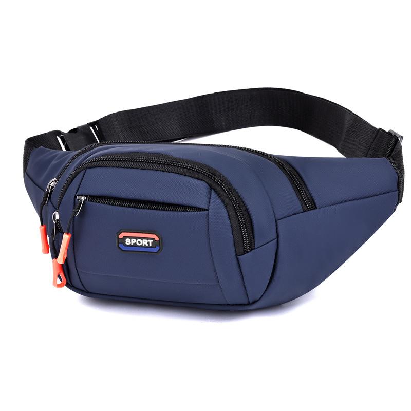 2025 new leather film waterproof fanny pack men's simple large-capacity cash register change messenger bag retro sports breast bag