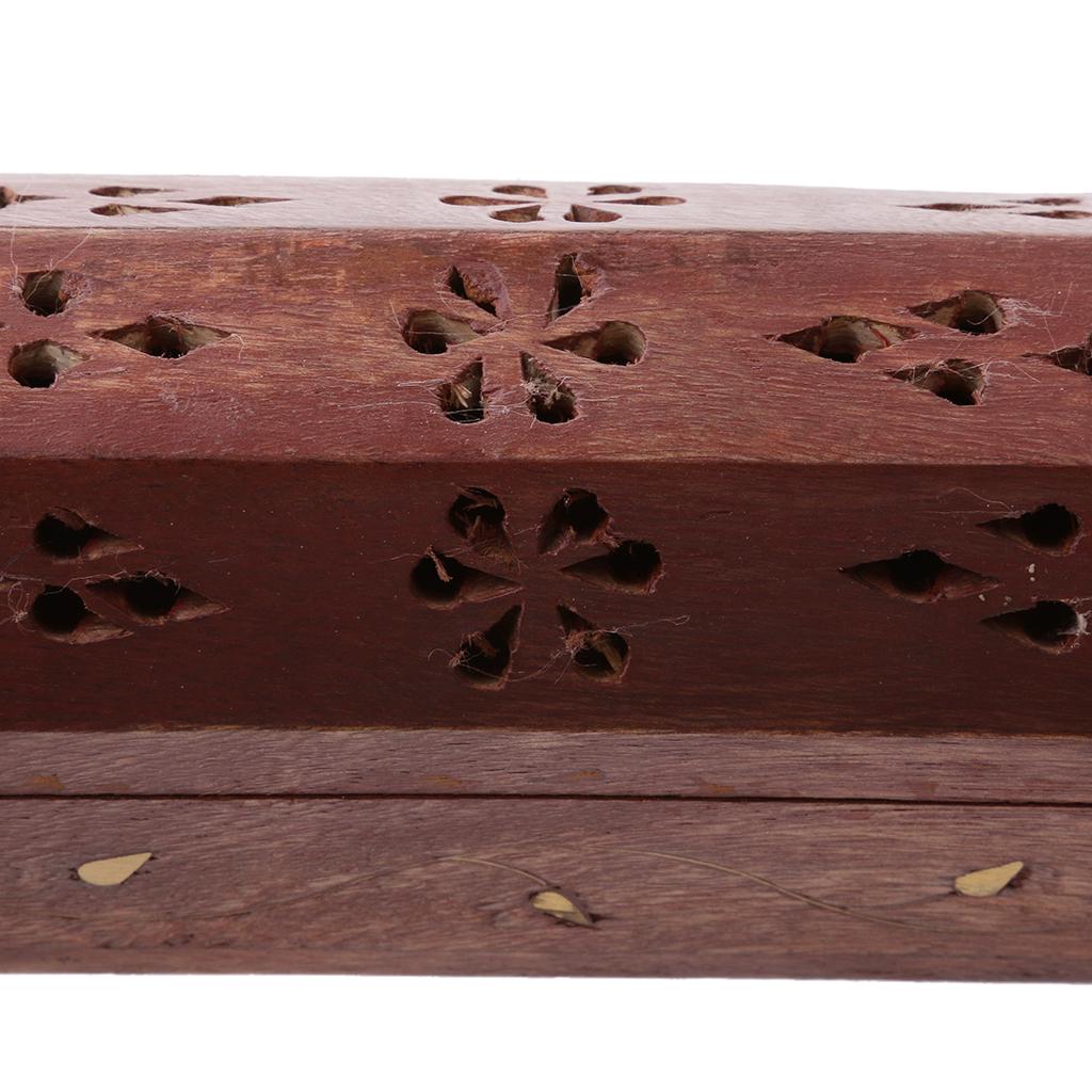 Handmade Wooden Incense Burner Inlay Work Cone Ash Holder Hollow Out Aromatic Incense Stand for Meditation Spirituality