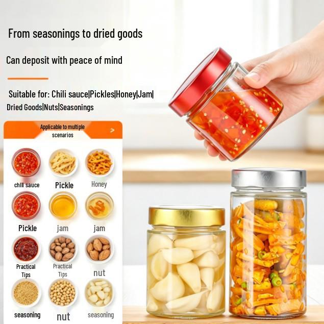 Large Capacity Round Pickle Dispensing Bottle with Lid, Moisture-Proof High Borosilicate Glass Jar