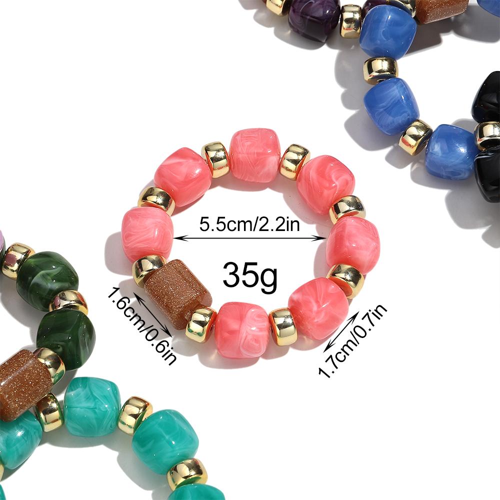 Fashion Acrylic Big Square Beads Bracelet for Women New Trendy Colorful Imitation Stone Strechy Bracelets Statement Jewelry Gift