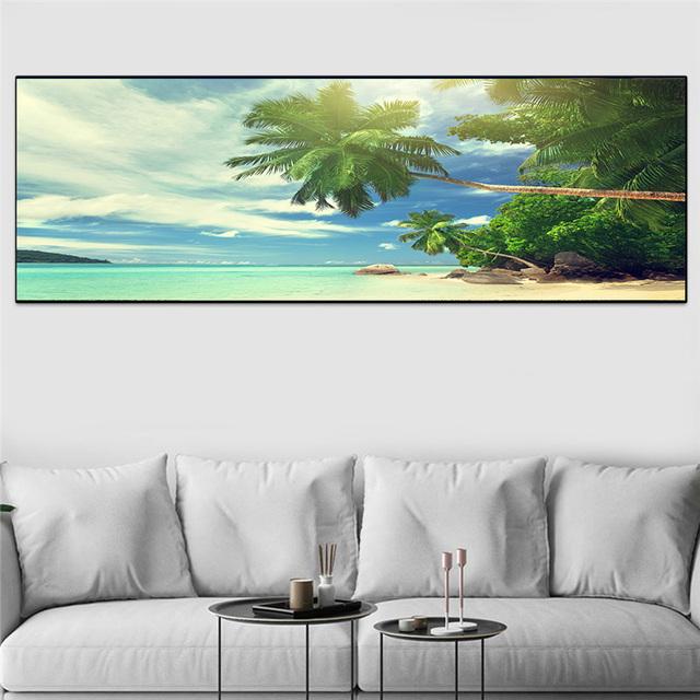 Landscape Sunset Beach Cloud Seascape Canvas Painting Tropics Palm Tree Coast Posters and Prints Wall Art Home Decor No Frame