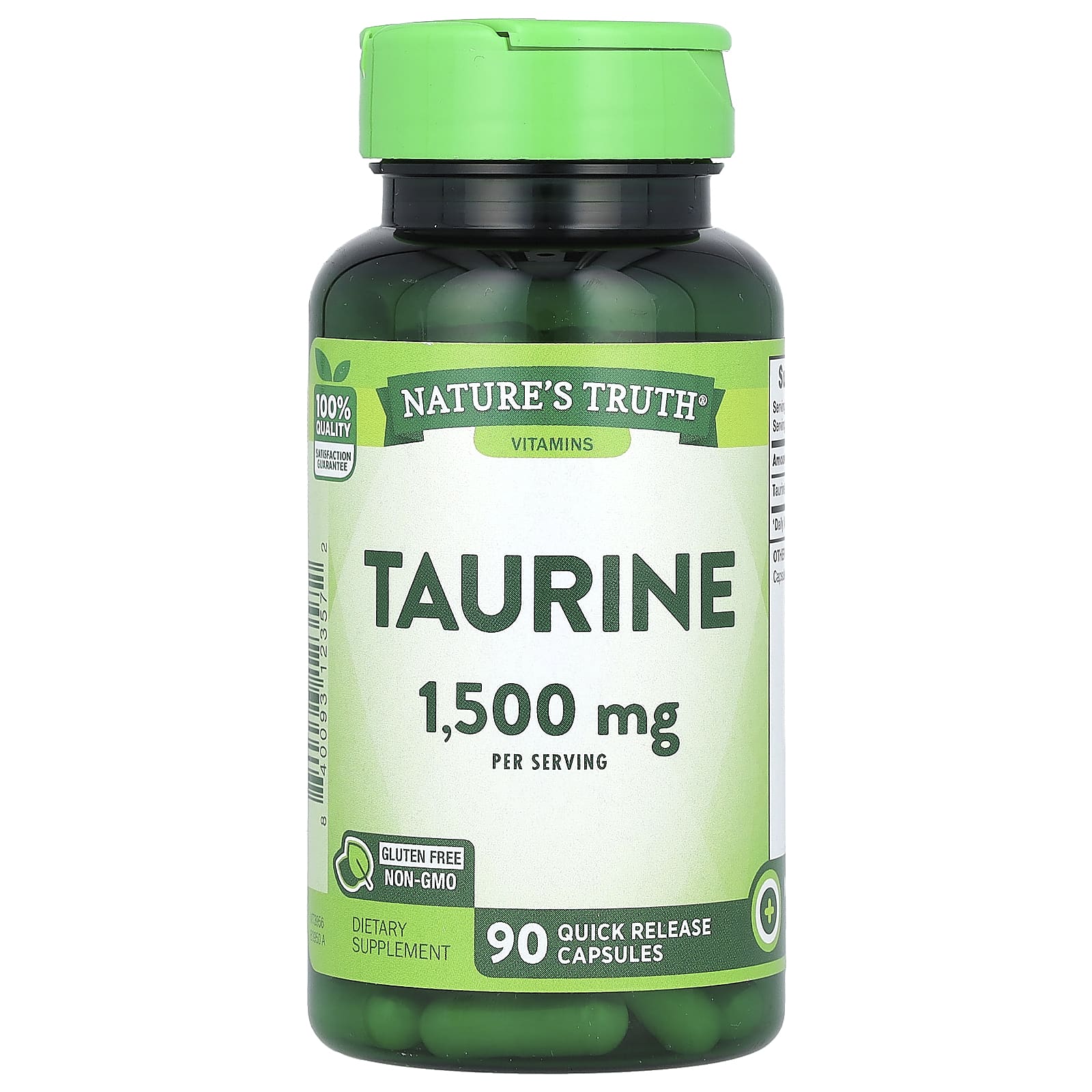

Nature S Truth, Vitamins, Taurine, 1,500Mg, 90 Rapid Release Capsules (500Mg per Capsule)