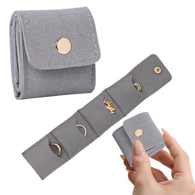 Mini Travel Jewelry Roll Bag with Buckle Portable Foldable Travel Jewelry Storage Box Small Jewelry Box for Earrings Rings