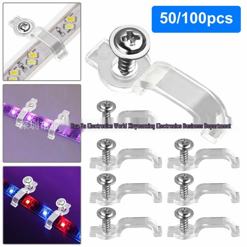 

50/100PCS Epoxy Waterproof LED Strip Mounting Clips, Transparent, Single-Hole Screw, Curved Design. For 10mm Wide LED Strip [Set of 50]