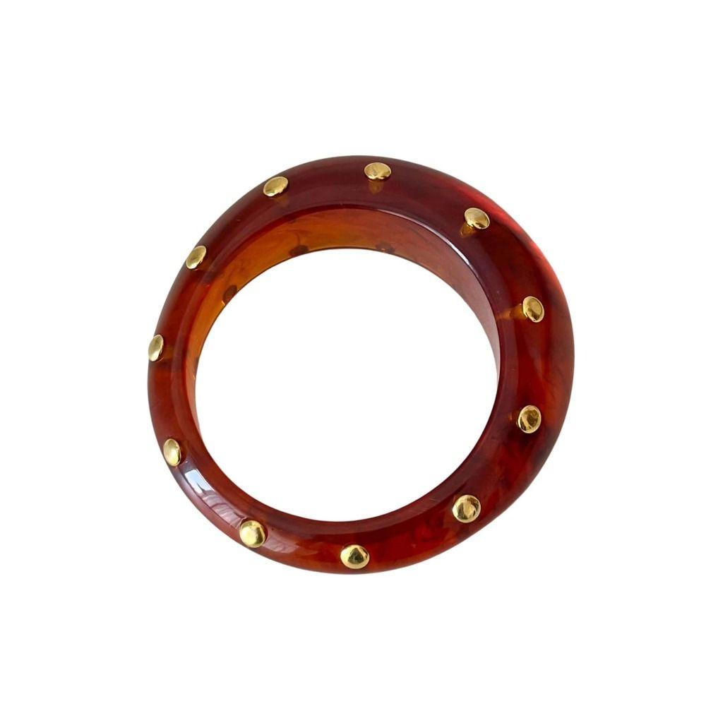 Vintage Irregular Rivet Resin Bracelet Exaggerated Retro Bangle Geometric Chunky Punk Jewelry Gift