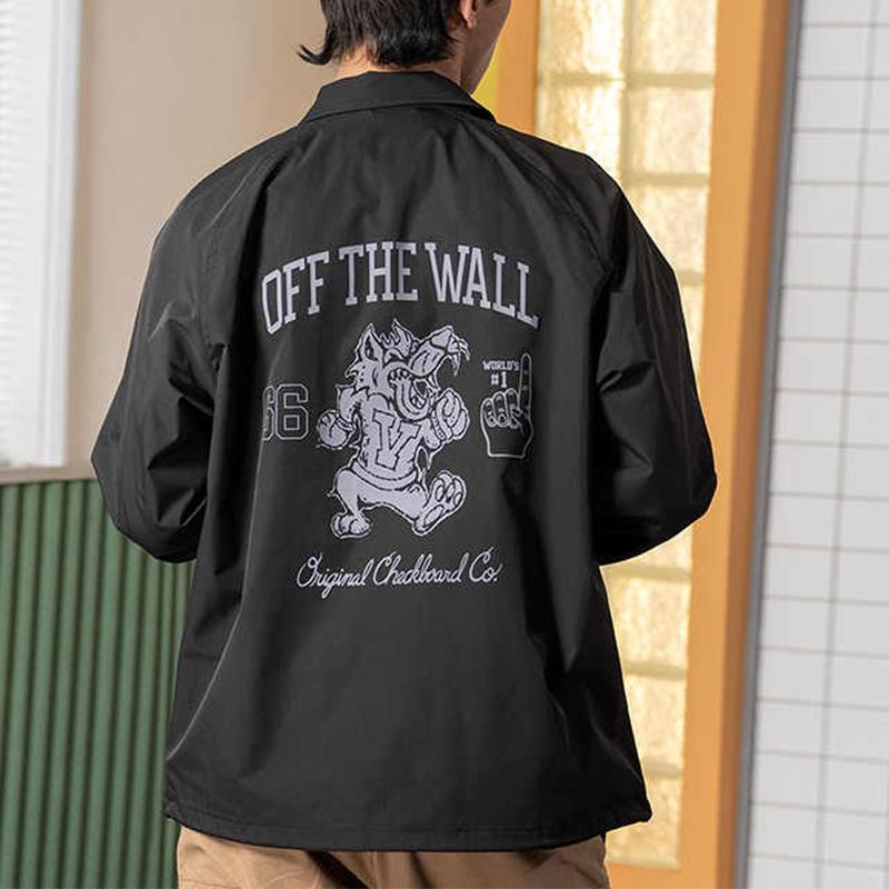 Vans Off The Wall Logo Letter Collar Long Sleeve Shirt Jacket Men Jacket Black VN000NM6BLK