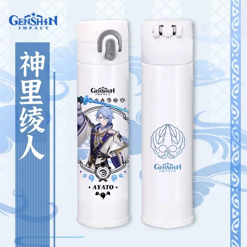 Genshin Thermos Cup Bottles Zhongli Beelzebul Genshin Impact Insulated Bottles Anime Coffee Water Cup Mug Vacuum Thermos Flask