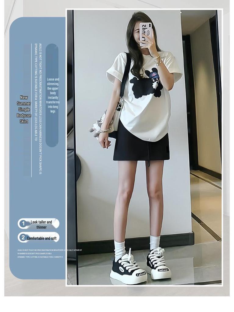 American Style High Waist Slimming Skort for Women - Hip Wrap, Petite Fit, Anti-Exposure Sport Design