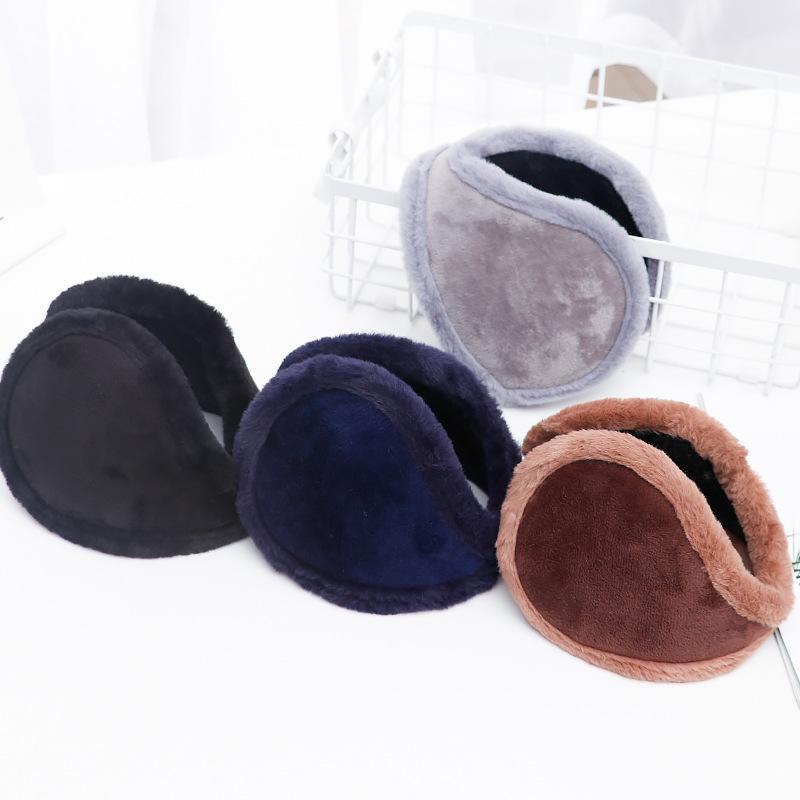 2024 Winter Men's Windproof Warm Fur Earmuffs - Solid Color, Thickened Design for Outdoor Use
