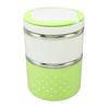 Bento Lunch Box Stainless Steel Lightweight PP Housing Double Layer Anti Leakage Food Lunch Container for Student Green