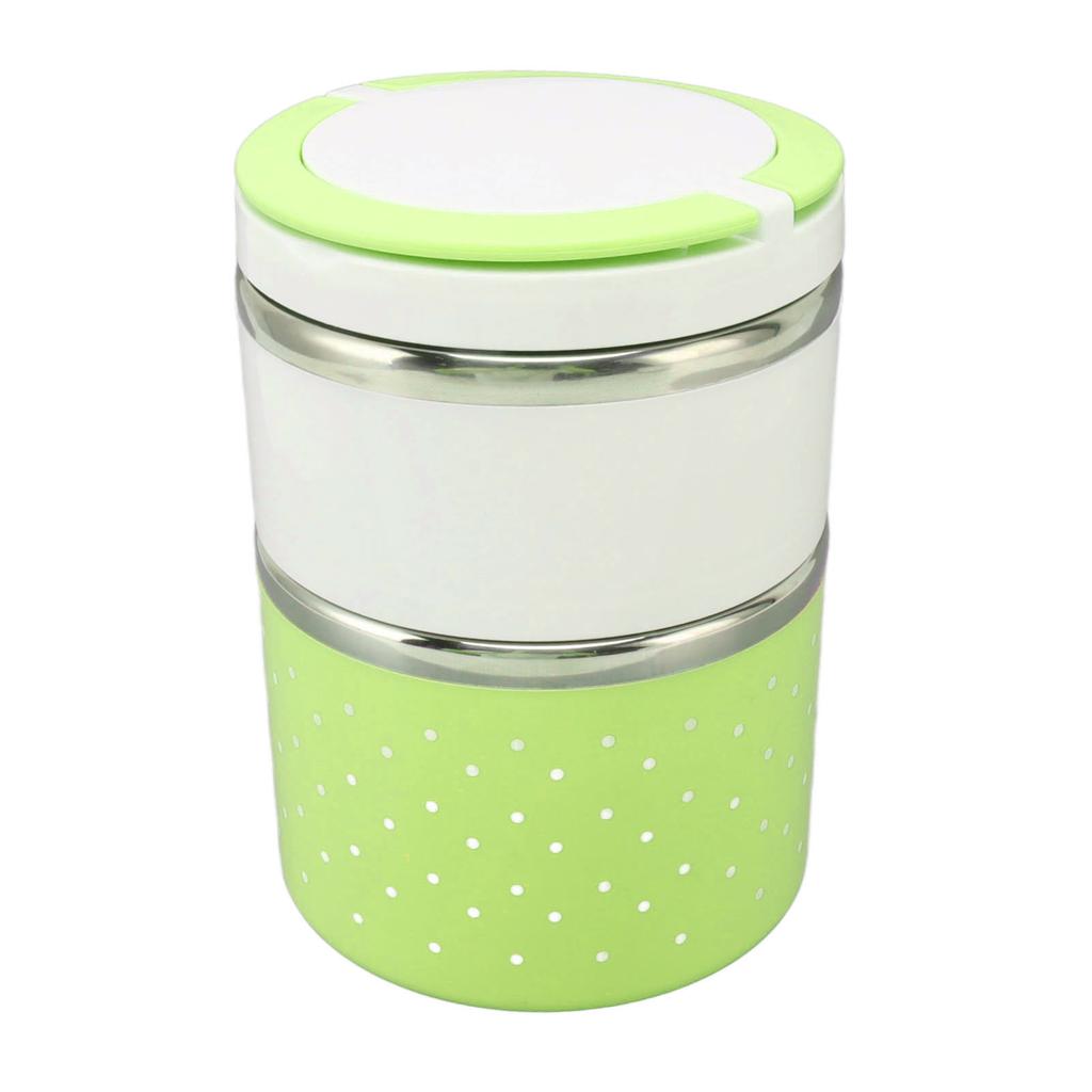 Bento Lunch Box Stainless Steel Lightweight PP Housing Double Layer Anti Leakage Food Lunch Container for Student Green