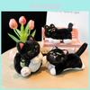 Adorable Original Bad Smiling Cow Cat Plush Keychain Cute Black Cat Accessory Gift