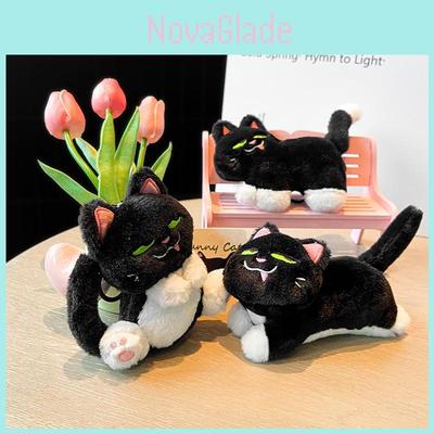 Adorable Original Bad Smiling Cow Cat Plush Keychain Cute Black Cat Accessory Gift