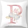 White Pink Alphabet Pillowcase Letter A-Z Flower Pillow Cover Sofa Cushion Cover Home Decor Pillow Cover