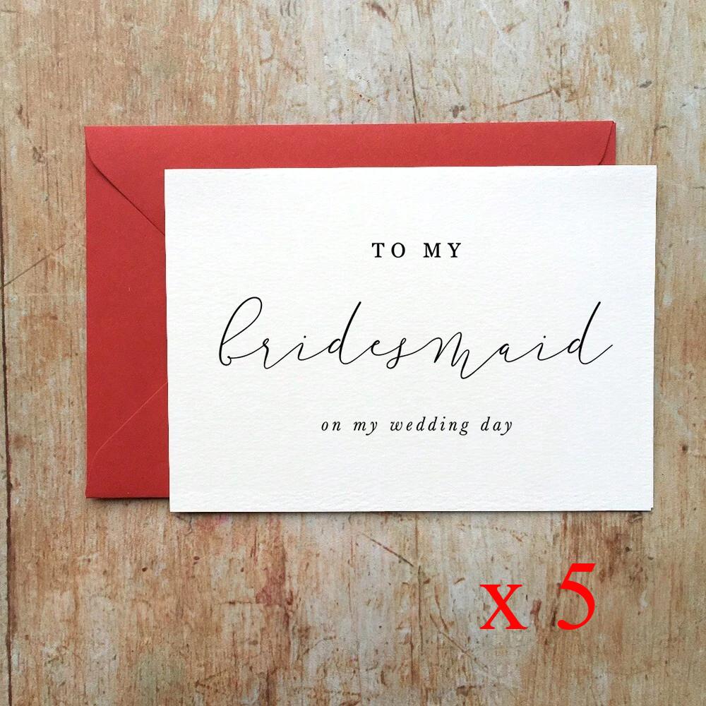 To My Bridesmaid on My Wedding Day Card,To My Maid of Honour Card, To My Wedding Party Card, Wedding Day Card Including Envelope