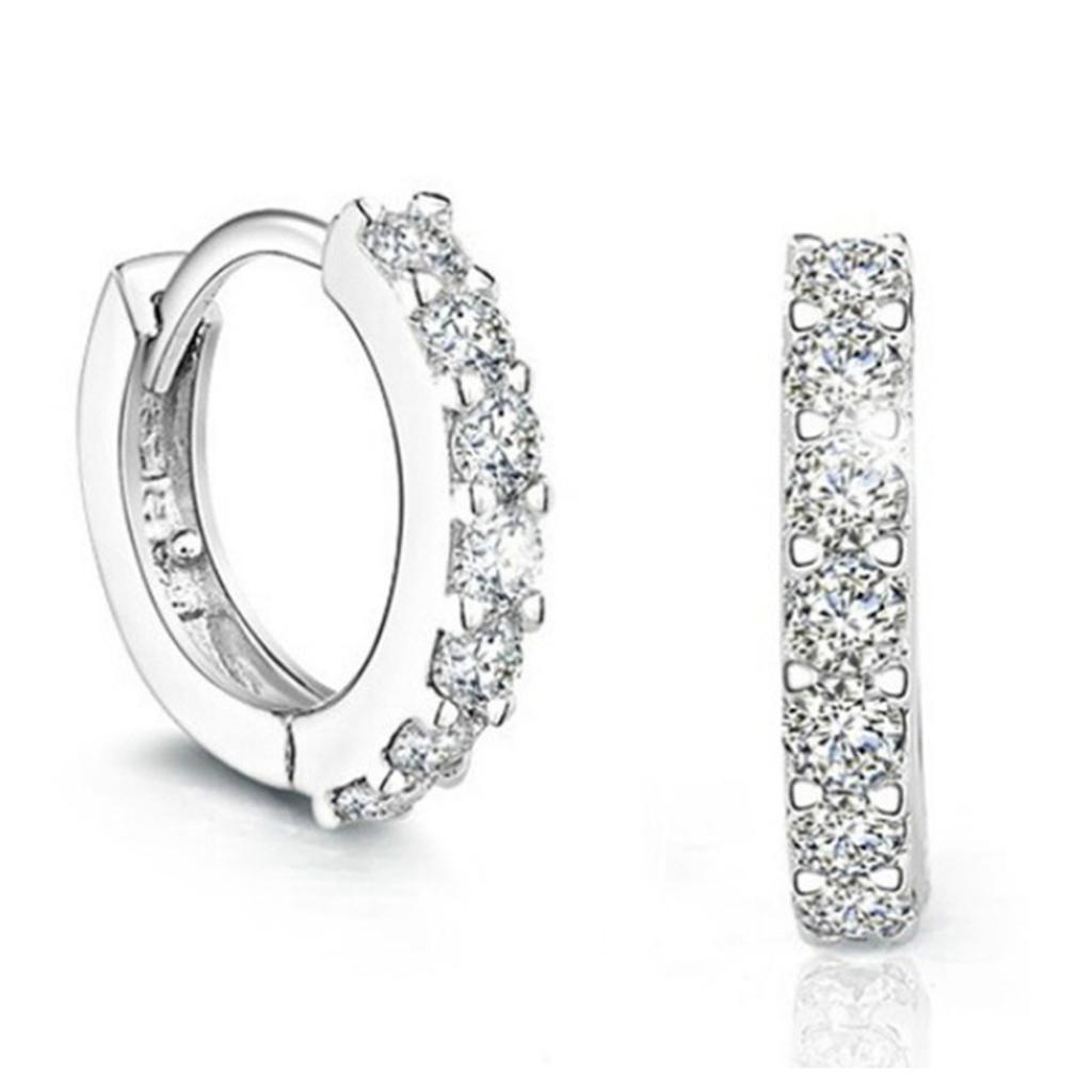 925 Sterling Silver Zircon Buckle Earrings For Women Fashion Exquisite Student Girlfriend Jewelry Accessories Party Gift