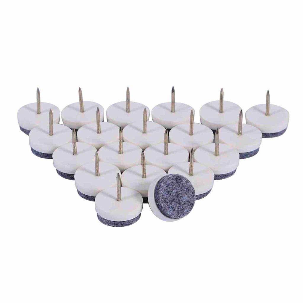 20x Furniture Table Chair Leg Floor Felt Pad Skid Glide Slide Nail Protector Brown 24mm