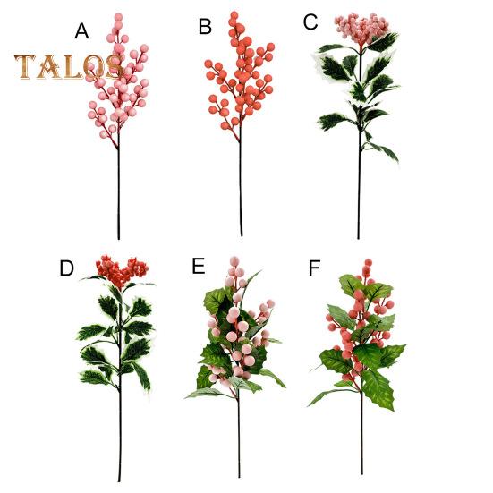 Künstliche rosa Beerenstiele, weihnachtliche rote Beerenpicks, künstliche Beerenzweige für Weihnachtsbaum, DIY-Bastelarbeiten, Hochzeit, Urlaub, Heimdekoration