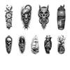 3pcs Temporary Tattoo Waterproof Long-lasting Body Stickers Grim Reaper Gothic Cage Skeleton In Hat For Arms Women Men
