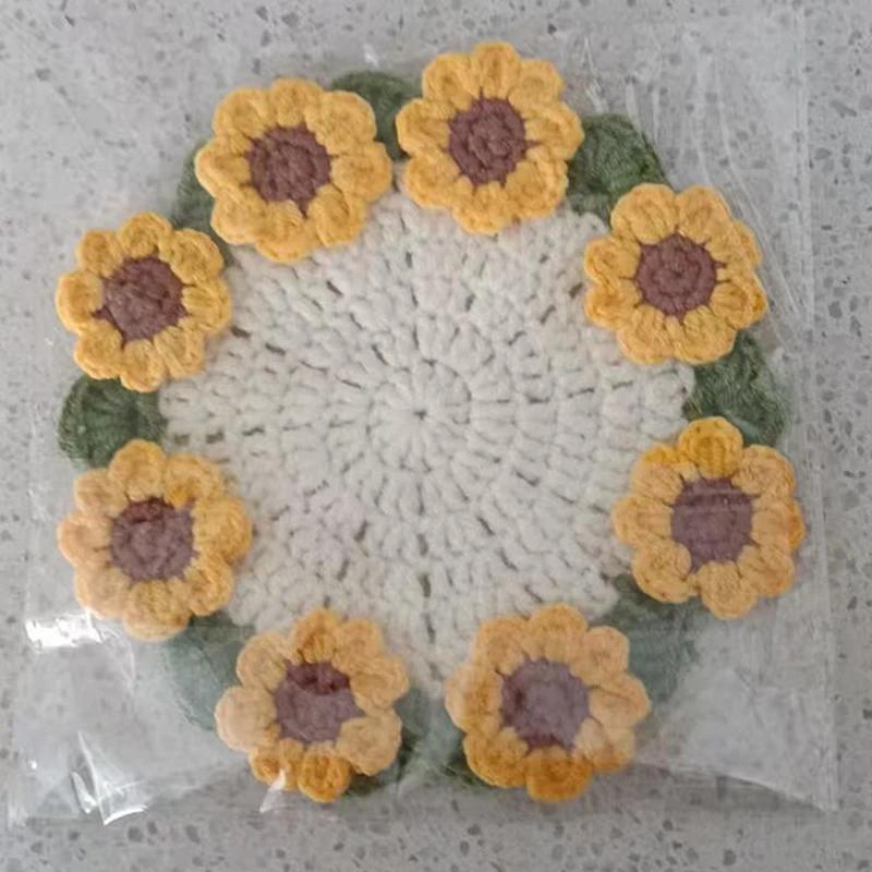 Crochet Coaster Rose Flower Coaster Crochet Flower Placemat Rose Bouquet Cup Pad Coffee Mug Cup Mat Mother's Day Gift