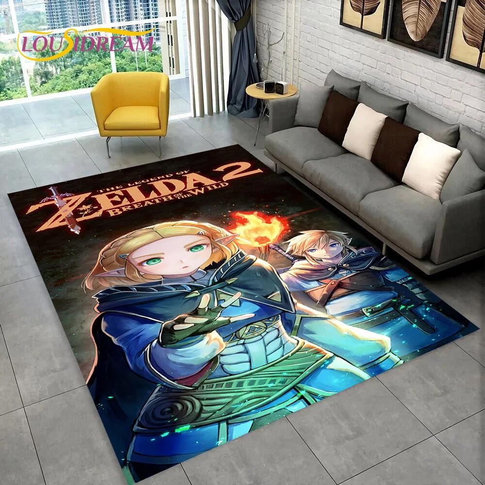 3D Z-Zelda2 HD Link Spiel Cartoon Teppich Teppich für Schlafzimmer Wohnzimmer Zuhause Sofa Dekoration, Kinder Spielen Große Dekor Bodenmatte