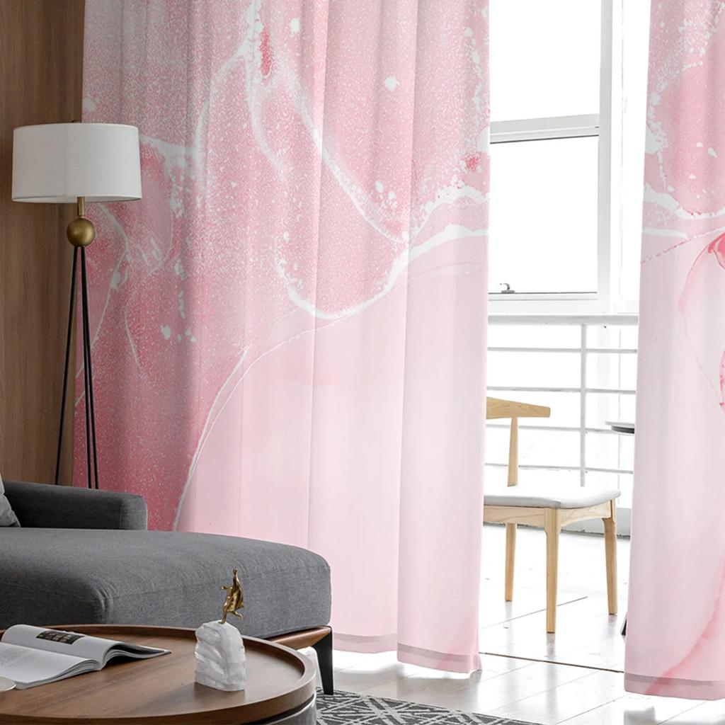 Pink Marble Texture Tulle Curtain For Living Room Bedroom Kitchen Decoration Window Voiles Tulle Curtain