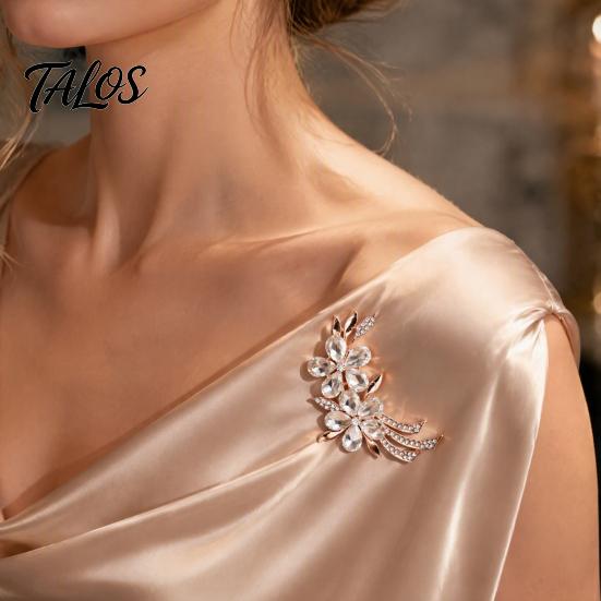 Bridal Bouquet Pins Rhinestone Flower Branch Brooch for Women, Elegant Floral Lapel Pin, Women Fashion Accessories Costume Pin Coat Shirt Bag Banquet
