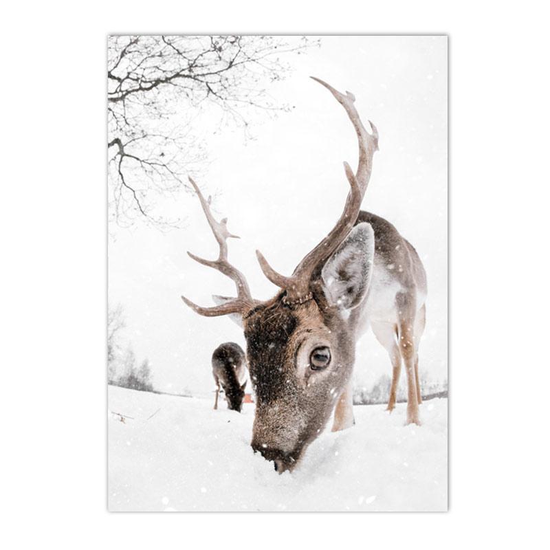 Zima Snow Tree Pine Nástěnný Umělecký plakát Obrazy sobů Obraz na plátně Dům Auto Plakáty Nordic Wall Pictures Dekor do obývacího pokoje