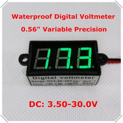 Micro 0,56" Digitales Voltmeter DC 3,50-30,0V Fahrzeuge Motorrad Auto Wasserdicht Spannungs-Panelmeter LED-Anzeige Farbe Grün Auto Motorrad Fahrzeug Automobil