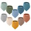 Yoofoss Muslin Baby Bibs 10 Pack Dribble Bandana Bibs 100% Cotton Drool Bib for Teething Soft and Absorbent with Adjustable Snaps Blue and Orange ?