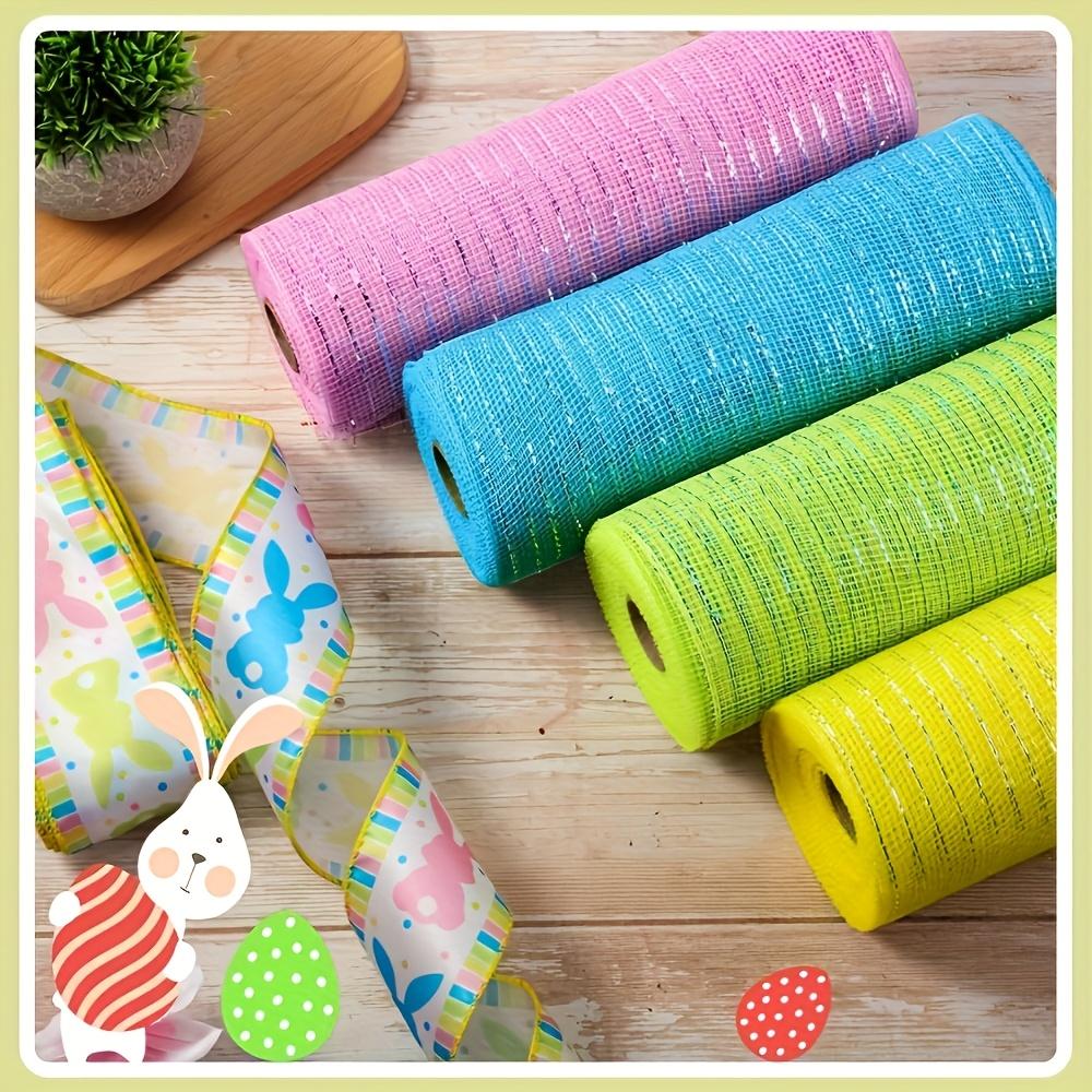 4 Stück Dekorative Netz Vierfarbkombination Foliennetzbandrollen, 10 Zoll Breite, 30 Fuß 1 Rolle für Kranzherstellung, Türhänger Bastelbedarf Party