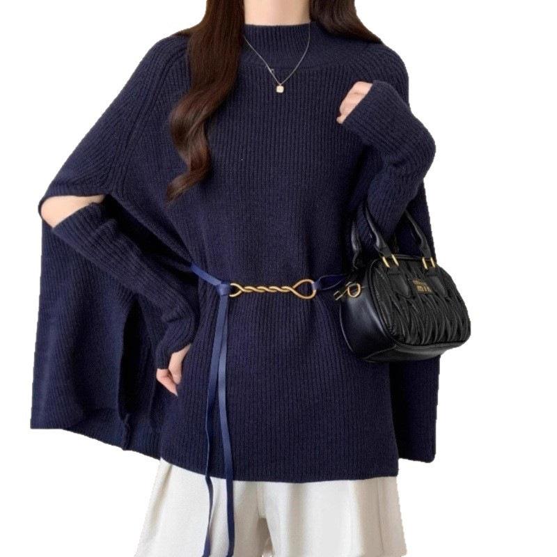2026 Autumn/Winter Korean Lazy Style Knit Cape Sweater Two-Piece Set