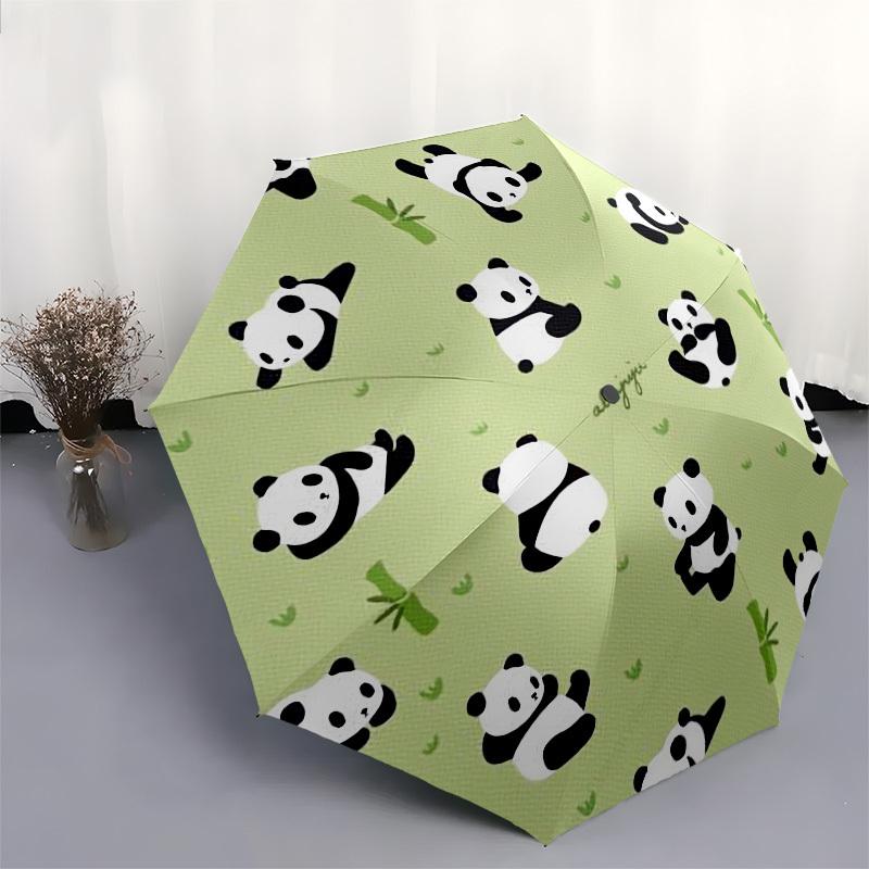 1pc Cute Panda Pattern Umbrella with Plastic Handle,Compact & Stylish,Cartoon Pattern,Outdoor UmbrellaPT296