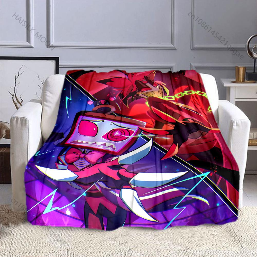 1PC TV Time Man Cartoon Print Blanket Warm Soft and Comfortable Home Travel Blanket Sofa Bedding Camping RV Blanket