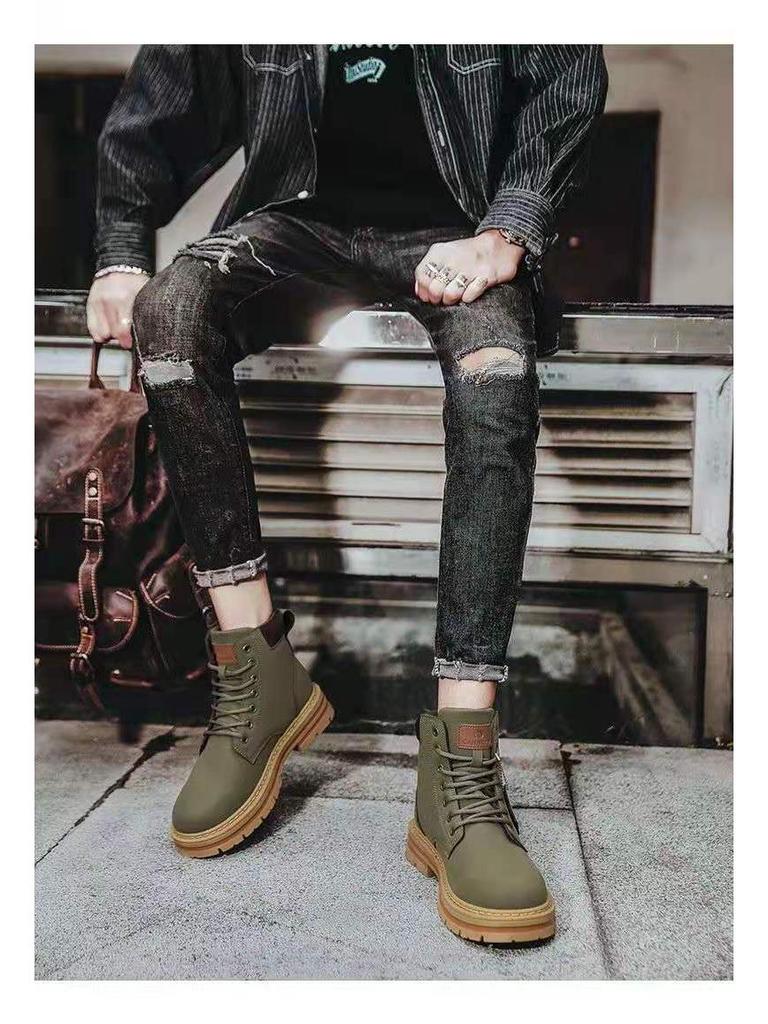 Extra velké pánské retro kožené martensky v britském stylu, velikost 48, vysoké pracovní boty