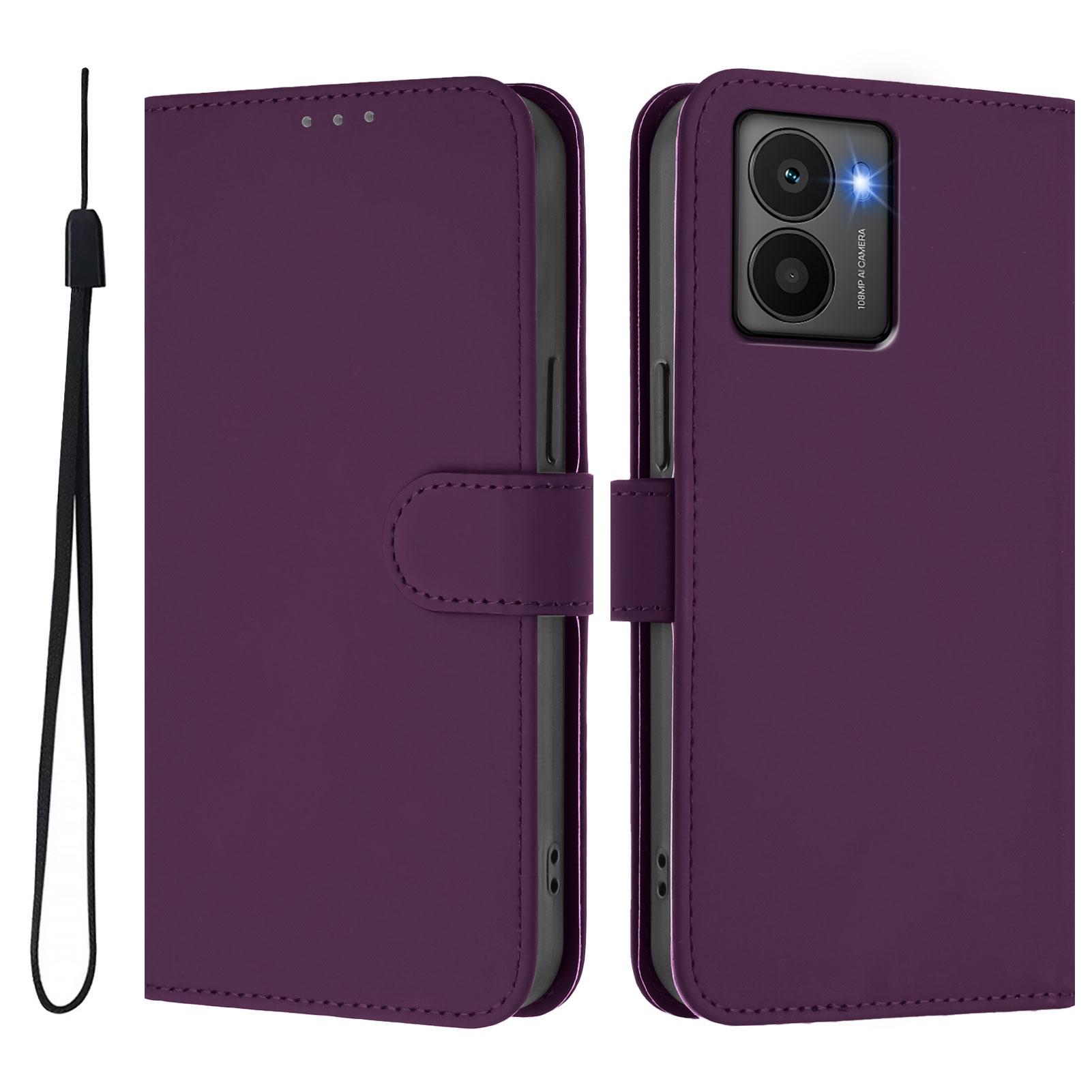 

Для HMD Fusion 5G чехол однотонный кожаный чехол-кошелек с ремешком Voilet