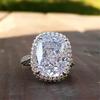 Luxuriöser Damen Weißzirkon Großer Stein Verlobungsring Vintage Kupferfarbe Hochzeits Schmuck für Frauen