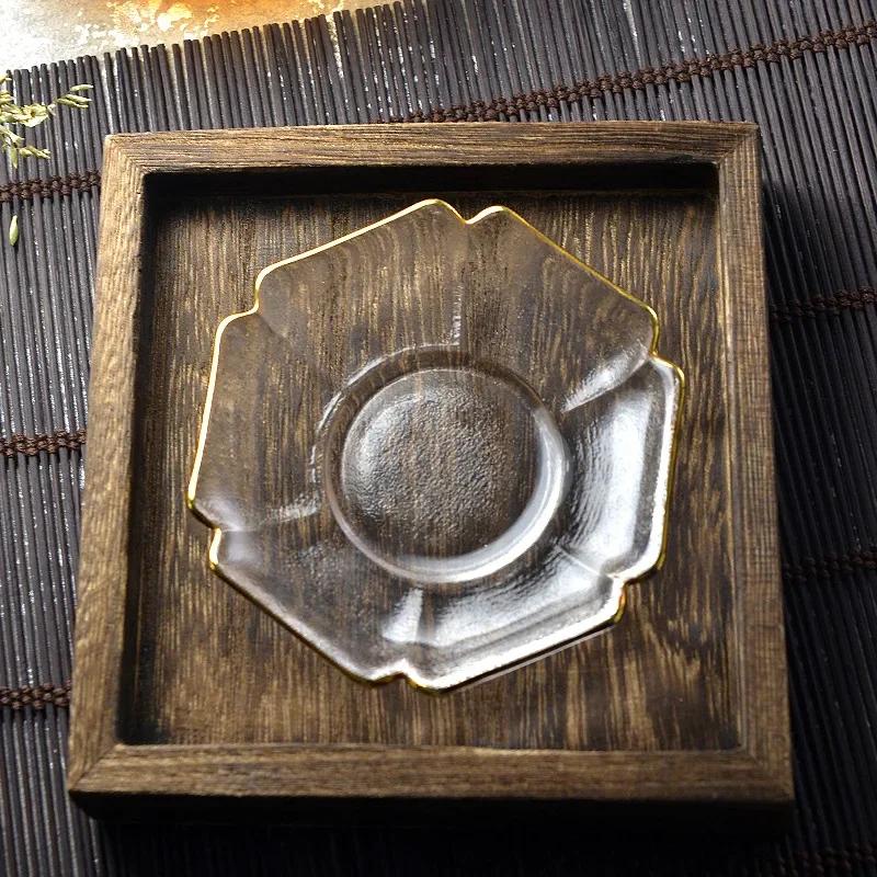 Crystal Glass Cup Coasters, Japanese Style Teaware, Thermal Insulation Teacup Tray, Small Cute Saucer, Kung Fu Tea Set Accessory