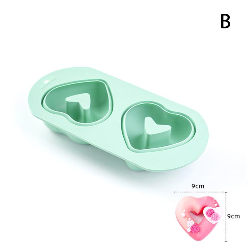2 Cavity Heart Round Lace Grooved Baking Mousse Cake Pudding Dessert Chocolate French Pastry Silicone Molds