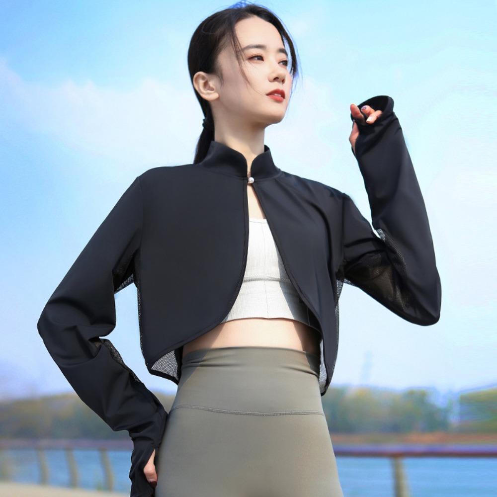 Long Sleeve Sun Protection Clothing Ice Silk Thin Crop Top Sunshade Cloak  Sun Protection