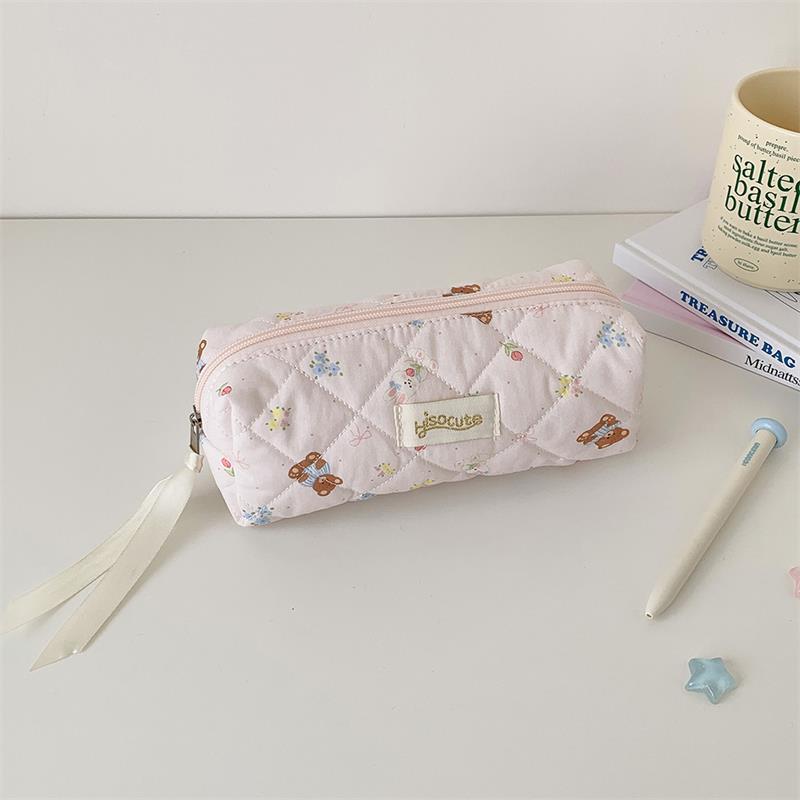 

Cute Bear Prints Pencil Case Pen Bag Large-Capacity Student Stationery Storage Bag Portable Girly Cosmetic Bag Gifts