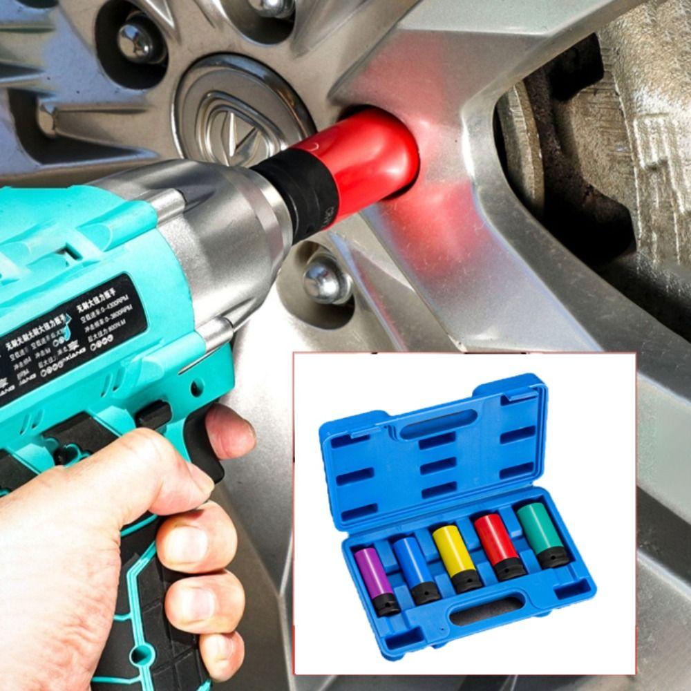 Thin Wall Drive Wheel Protector Plastic Sleeve Metric Size Impact Socket Deep Socket Color Coded Lug Nut Socket