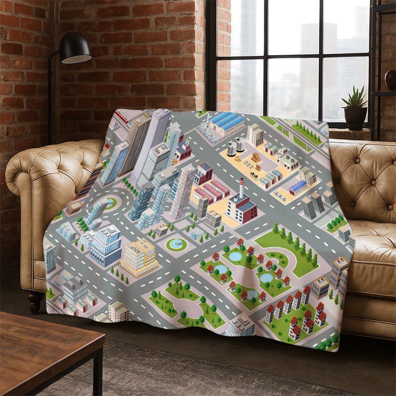 City Traffic Road Highway Runway Child Flannel Blanket Throw Blanket for Bedroom Living Room Bed Travel Camping Picnic Gift