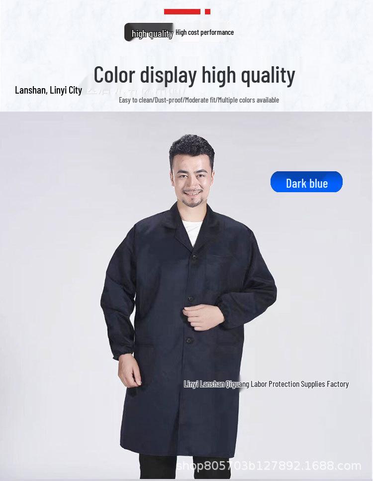 Unisex Blue Long-Sleeve Work Coat - Brushed, Logo Printing, Wear-Resistant, Labor Protection for Autumn