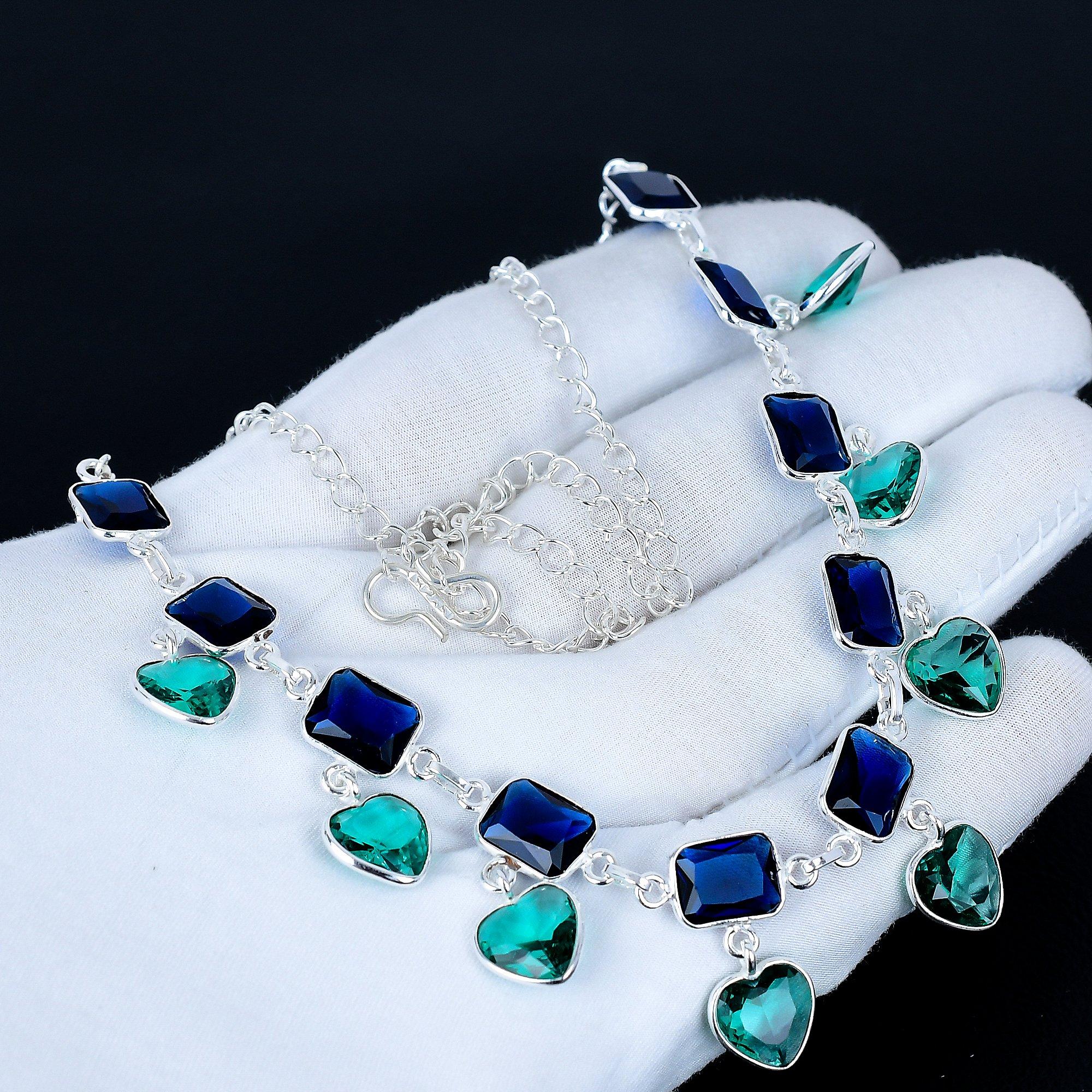 

Ожерелье из зеленого апатита в форме сердца, ожерелье из стерлингового серебра 925 пробы, ожерелье с синим сапфиром, богемное серебряное ожерелье ручной работы, подарок на свадьбу 20 зелёный