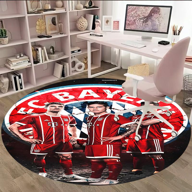 1pc B-Bayern Munich Carpet, Round Rug, Comfortable, Suitable for Entryways, Living Rooms, Office, And Bedrooms, Christmas Decoration