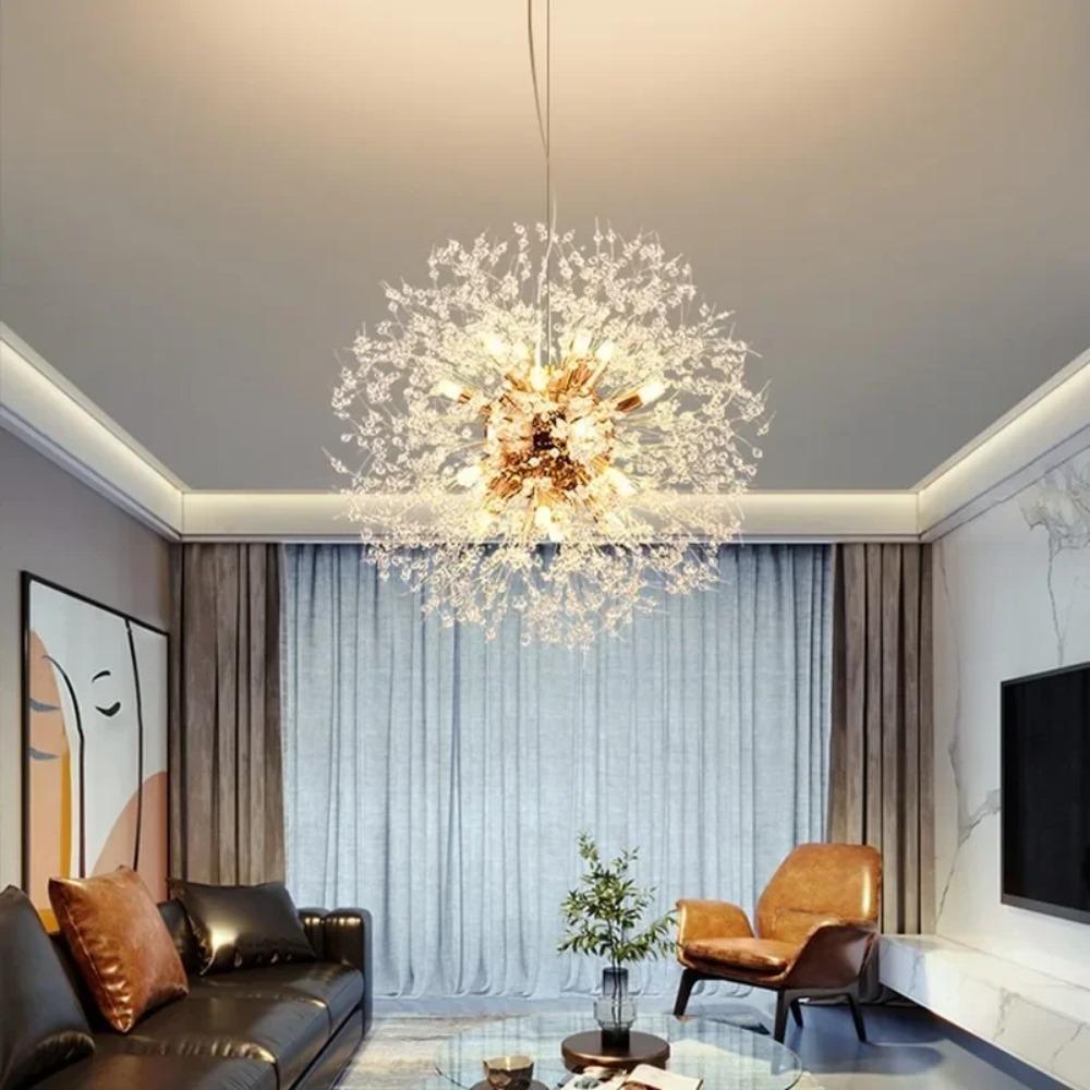 Modern Nordic Minimalist Sky Star Fireball Crystal Pendant LED Lighting Dandelion Restaurant Living Room Pendant Bar Art E27